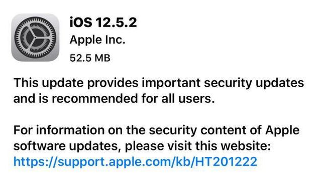 荆门苹果手机维修分享iOS12.5.2发布，建议所有老苹果用户安装 